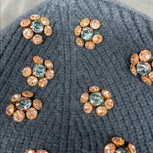 Anthropologie New One Size Embellished Teal Beanie - Picture 3 of 6